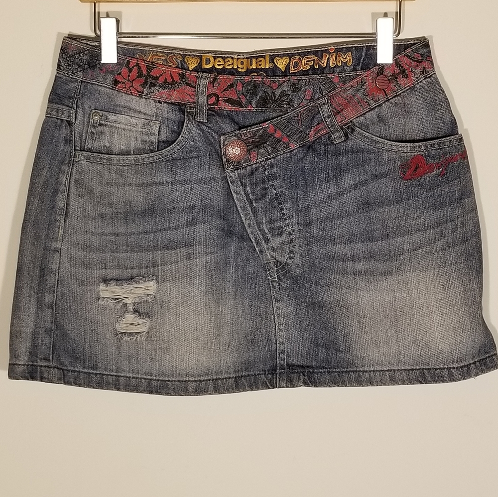 Desigual denim Ethnic mini skirt